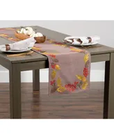 Design Imports Shimmering Leaves Embroidered Table Runner