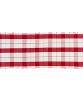 Design Imports Red Tinsel Plaid Fringed Table Runner