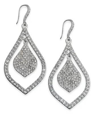I.n.c. International Concepts Silver-Tone Crystal Pave Double Teardrop Drop Earrings, Created for Macy's