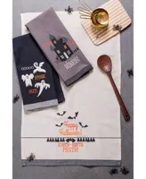 Design Imports Assorted Halloween Embroidered Dishtowel Set