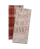 Design Imports Assorted Check Fall Be Thankful Printed Dishtowel Set