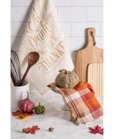 Design Imports Assorted Check Fall Be Thankful Printed Dishtowel Set