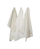 Design Imports Assorted Winter Sparkle Embellished Dishtowel Set - Off