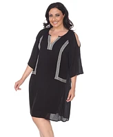 White Mark Women's Plus Size Marybeth Embroidered Dress