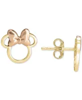 Disney Children's Minnie Mouse Silhouette Stud Earrings in 14k Gold & Rose Gold