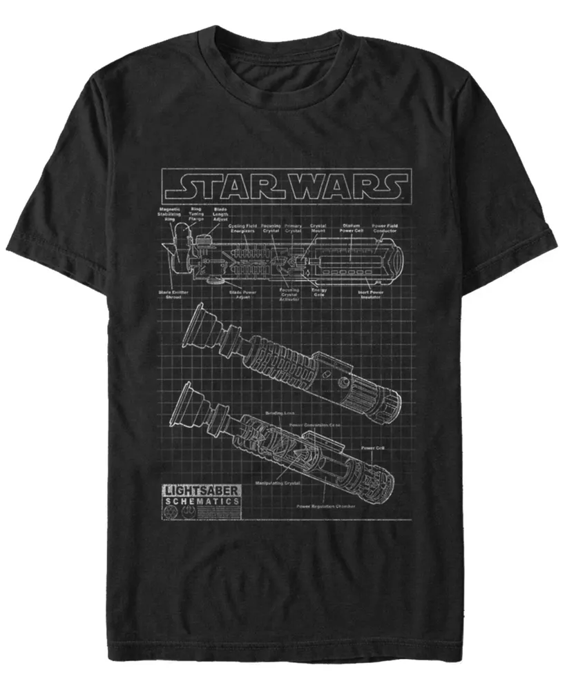 Star Wars Men's Classic Lightsaber Schematics Short Sleeve T-Shirt