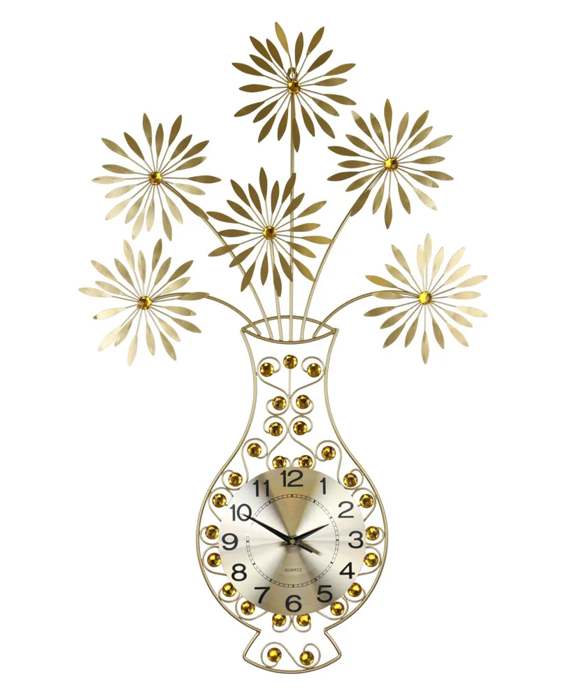 Three Star Vase and Flower Wall Clock