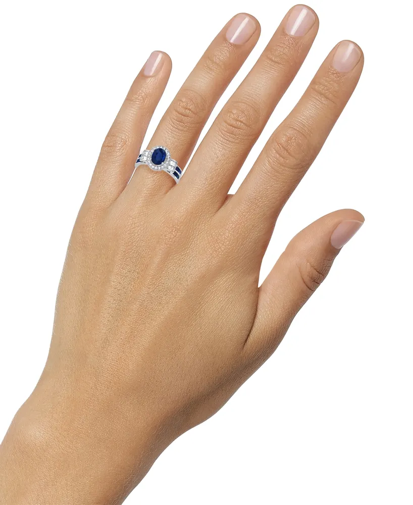 Sapphire (1-1/2 ct. t.w.) & Diamond (3/8 Ring 14k White Gold (Also Available Ruby Emerald)