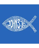 La Pop Art Men's Word Hooded Sweatshirt - John 3:16 Fish Symbol