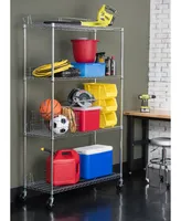 Trinity 4-Tier Wire Shelving Rack Include Wheels and Back Stands