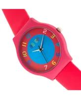 Crayo Unisex Jubilee Hot Pink Leatherette Strap Watch 36mm