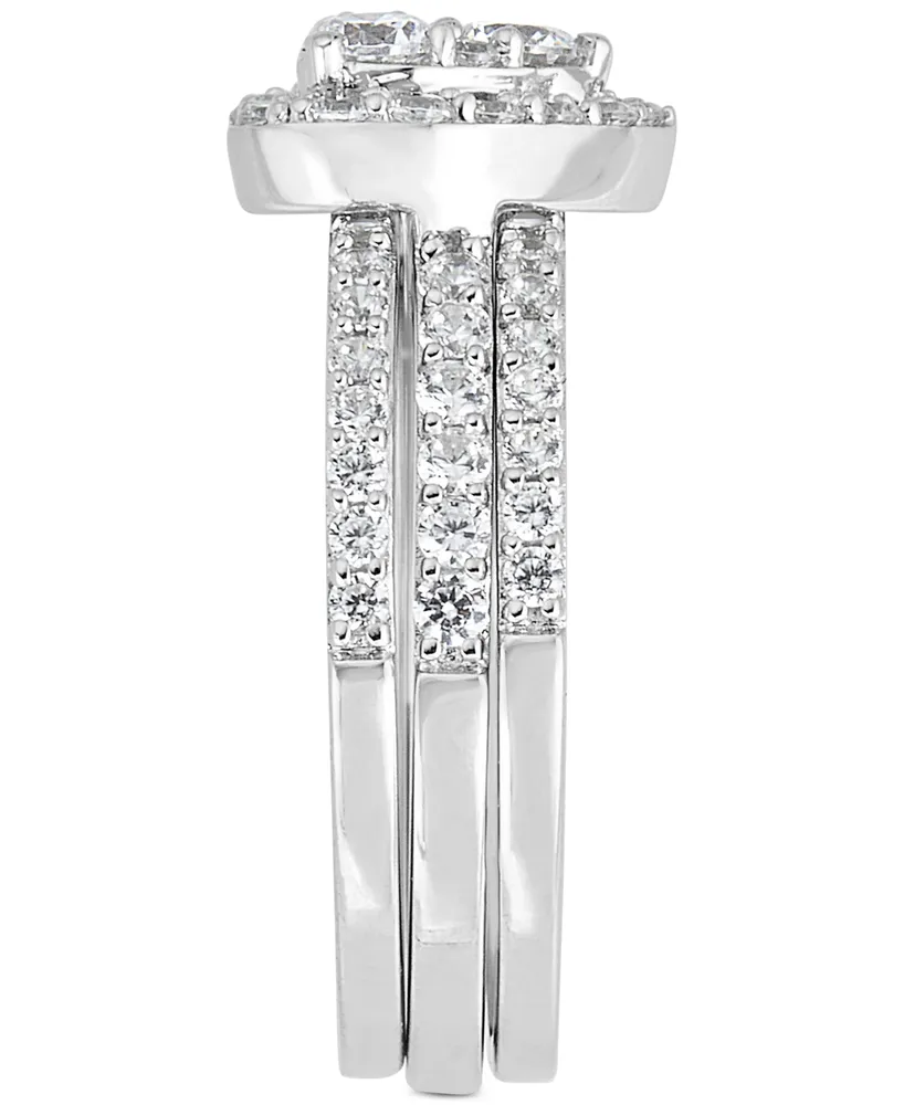 Diamond Heart Cluster Bridal Set (1-1/2 ct. t.w.) in 14k White Gold