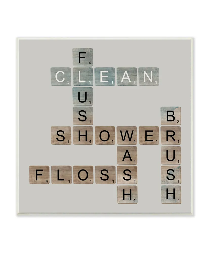 Stupell Industries Scrabble Bathroom Illustration Wall Plaque Art, 12" x 12"