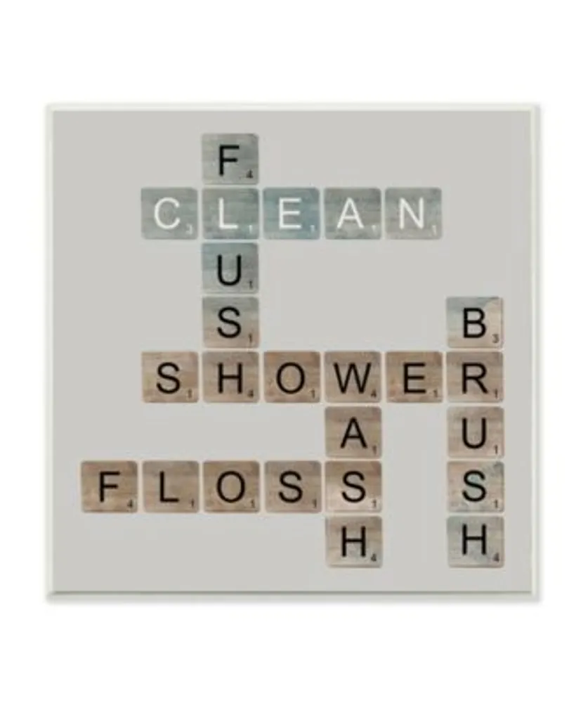 Stupell Industries Scrabble Bathroom Illustration Art Collection