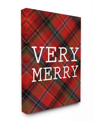 Stupell Industries Very Merry Christmas Tartan Canvas Wall Art