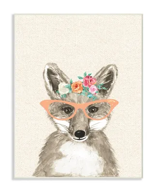 Stupell Industries Woodland Fox with Cat Eye Glasses Wall Plaque Art, 10" x 15"
