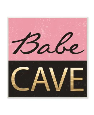 Stupell Industries Babe Cave Pink and Gold Wall Plaque Art, 12" x 12"