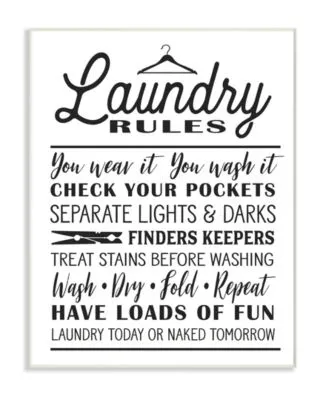 Stupell Industries Laundry Rules With Hanger Typography Art Collection