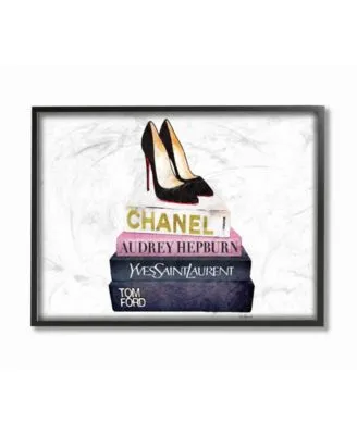 Stupell Industries Glam Fashion Book Set Black Pump Heels Wall Art Collection