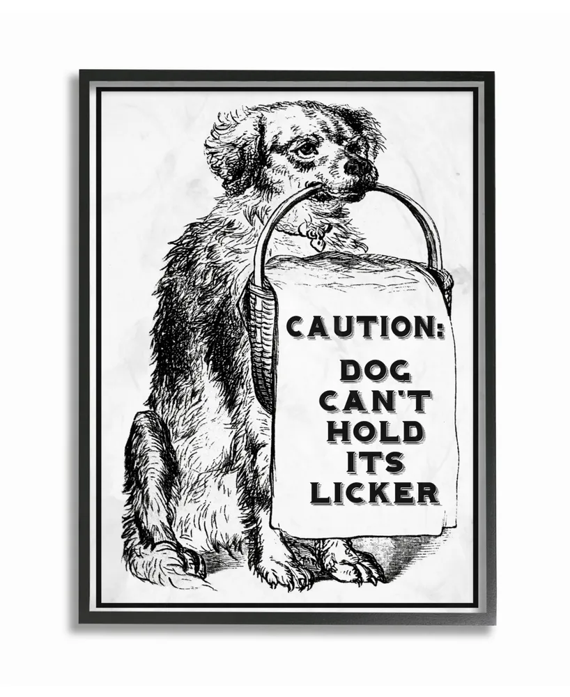 Stupell Industries Caution Dog Can't Hold His Licker Liquor Framed Giclee Art, 11" x 14"