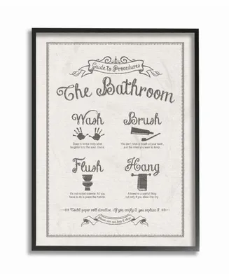 Stupell Industries Guide To Bathroom Procedures Linen Look Framed Giclee Art, 11" x 14"