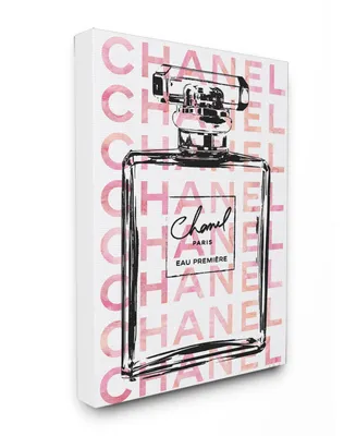 Stupell Industries Glam Perfume Bottle with Words Pink Black Canvas Wall Art