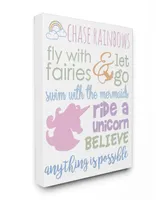 Stupell Industries Chase Rainbows Believe Typography Canvas Wall Art