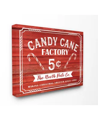 Stupell Industries Candy Cane Factory Vintage-Inspired Sign Canvas Wall Art