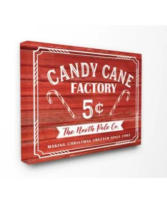 Stupell Industries Candy Cane Factory Vintage Inspired Sign Art Collection