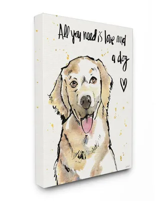 Stupell Industries All You Need is Love and a Dog Illustration Canvas Wall Art, 24" x 30"
