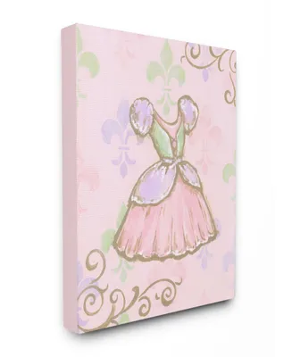 Stupell Industries The Kids Room Princess Dress with Fleur de Lis on Pink Background Canvas Wall Art, 16" x 20"