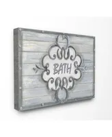 Stupell Industries Home Decor Collection Bath Gray Bead Board with Scroll Plaque Bathroom Canvas Wall Art