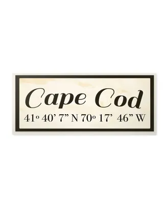 Stupell Industries Wood Cursive City Coordinates Cape Cod Wall Plaque Art, 7" x 17"