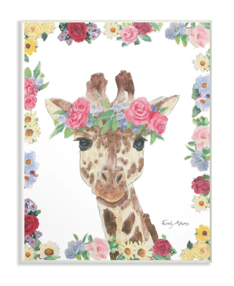 Stupell Industries Flower Friends Giraffe Wall Plaque Art, 10" x 15"