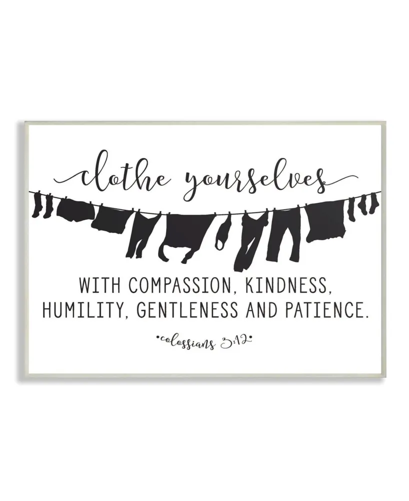 Stupell Industries Clothe Yourselves with Compassion Clothesline Wall Plaque Art, 12.5" x 18.5"