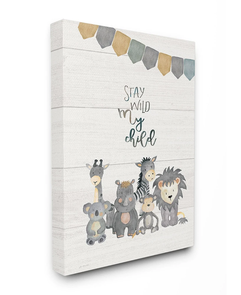 Stupell Industries Stay Wild My Child Animals Canvas Wall Art, 24" x 30"