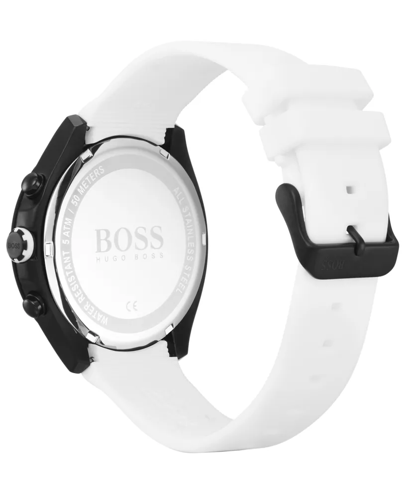 Boss Men's Chronograph Velocity White Silicone Strap Watch 45mm