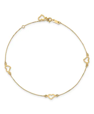 Adjustable Heart Anklet in 14k Yellow Gold