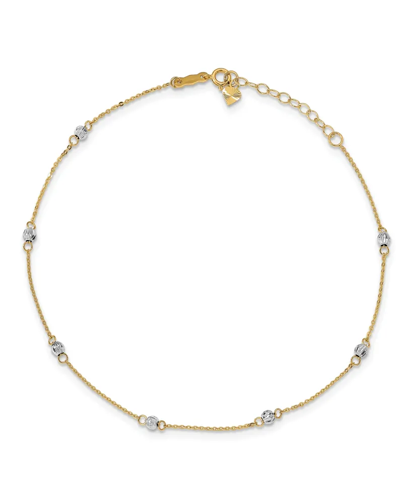 Bead Anklet in 14k Yellow and White Gold