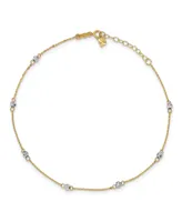 Bead Anklet in 14k Yellow and White Gold