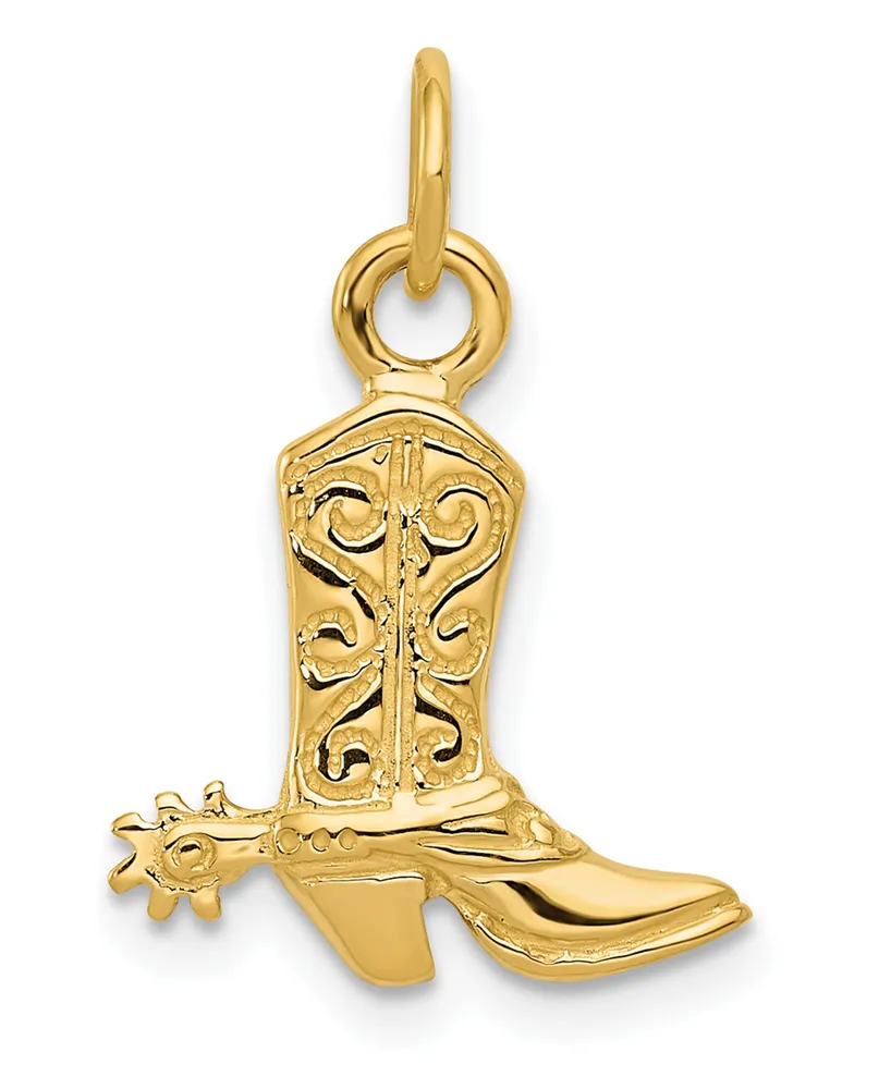 Cowboy Boot Pendant in 14k Yellow Gold