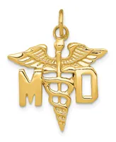 M.d. Caduceus Charm in 14k Yellow Gold