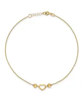 Polished Heart Anklet in 14k Yellow Gold