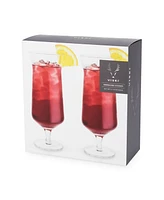 Viski Raye Angled Hurricane Crystal Glasses, Set of 2, 14 Oz