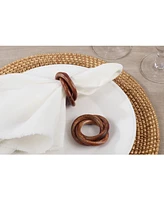 Saro Lifestyle Mango Wood Napkin Ring with Interlock Design, Set of 4