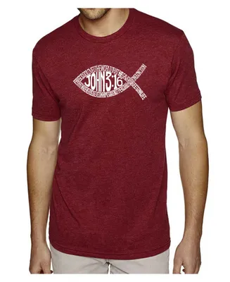 La Pop Art Men's Word Art T-Shirt - John 3:16 Fish Symbol