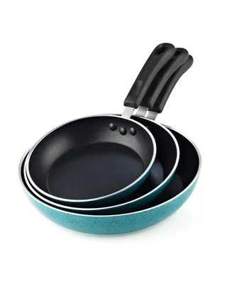 Cook N Home Nonstick Saute Fry Pan Skillet Set, 8, 9.5, and 11-Inch Kitchen Cooking Frying Saute Pan, Induction Compatible, Turquoise, 3-Piece