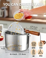 Cook N Home Stovetop Popcorn Popper with Crank, 6 Quart Stainless Steel Popcorn Pot, Silver