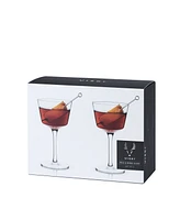 Viski Raye Angled Crystal Nick & Nora Glasses Set of 2, 6 Oz