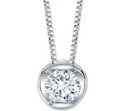 Diamond Circular 18" Pendant Necklace (1/4 ct. t.w.) in 14k White Gold